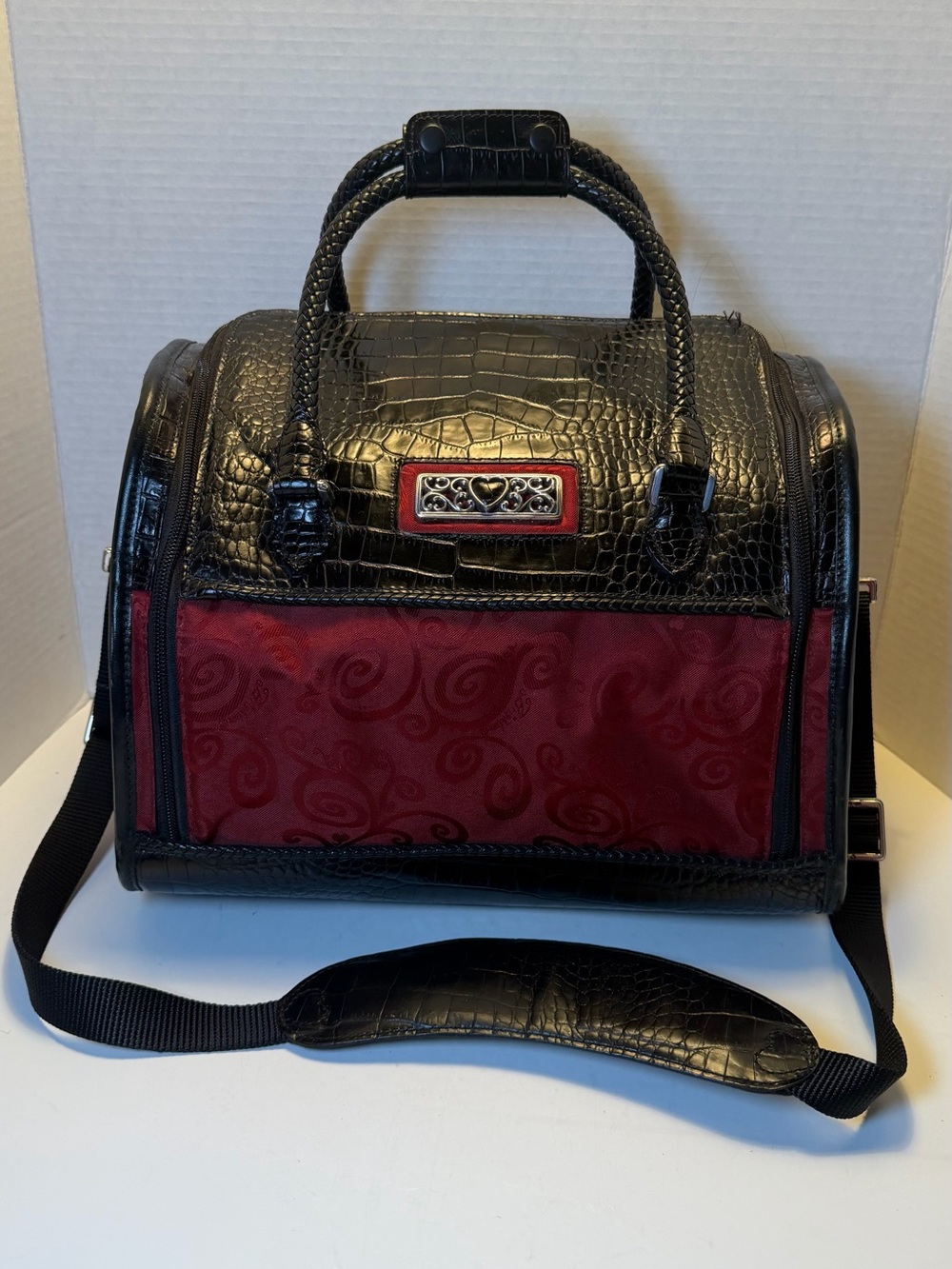 Vintage Brighton Red & Black Train‎ Case Travel Makeup Bag